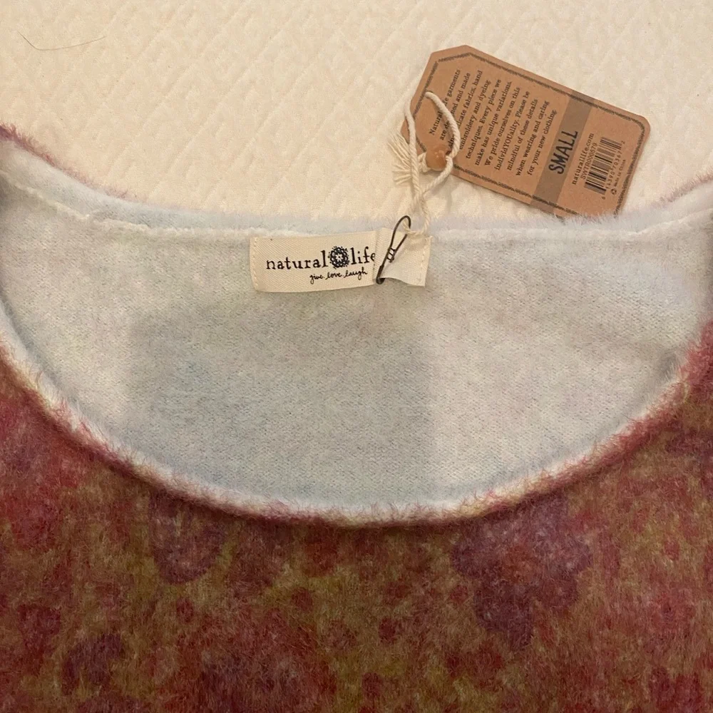 NATURAL LIFE Purple Floral Crewneck Sweater with Pink & Blue Accents - Picture 4 of 7